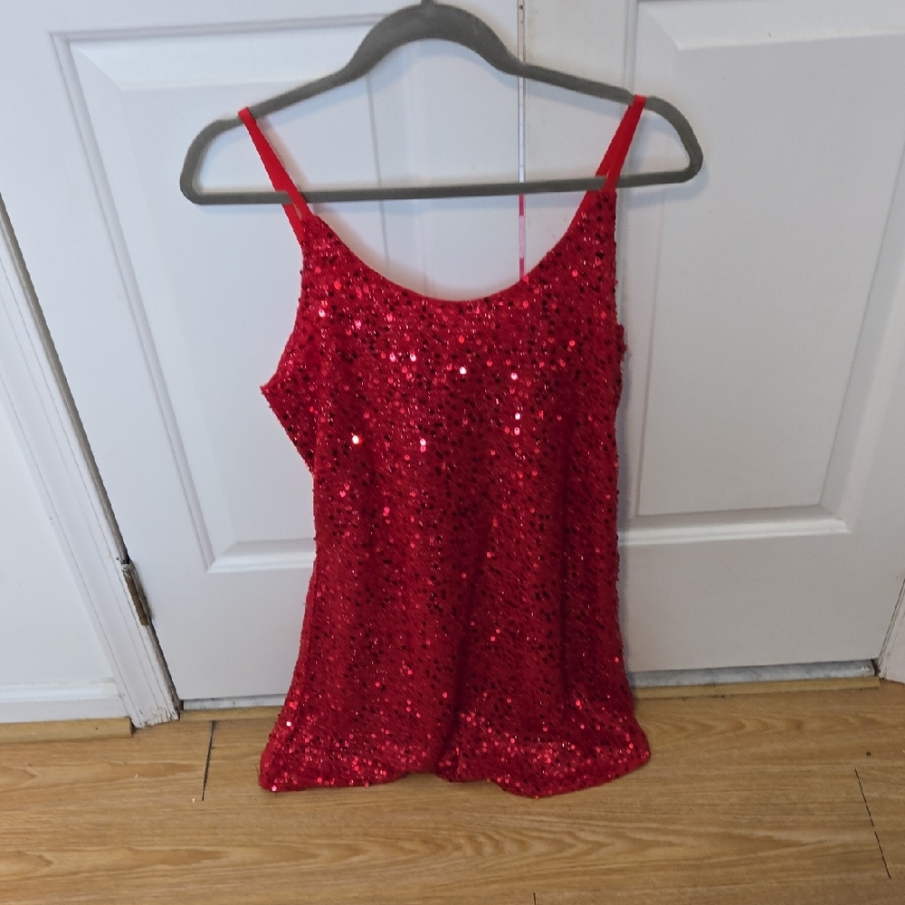 Red Sequin Spaghetti Strap Mini Dress